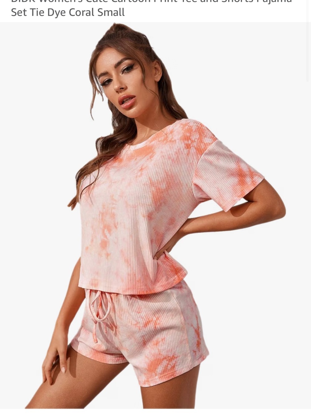 Tie-Dye Coral Ribbed Short PJ Set - Women